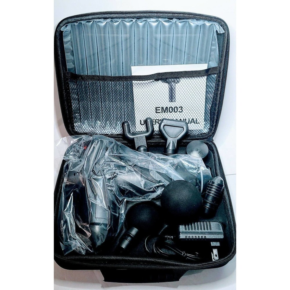 Percussion Fascia Deep Muscle Massage Gun, Rechargeable 20 Speeds, 6 Attachments